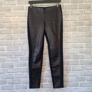 Lauren Ralph Lauren Faux Leather Leggings Pants Zipper Ankle Detail Fabric Sz 0